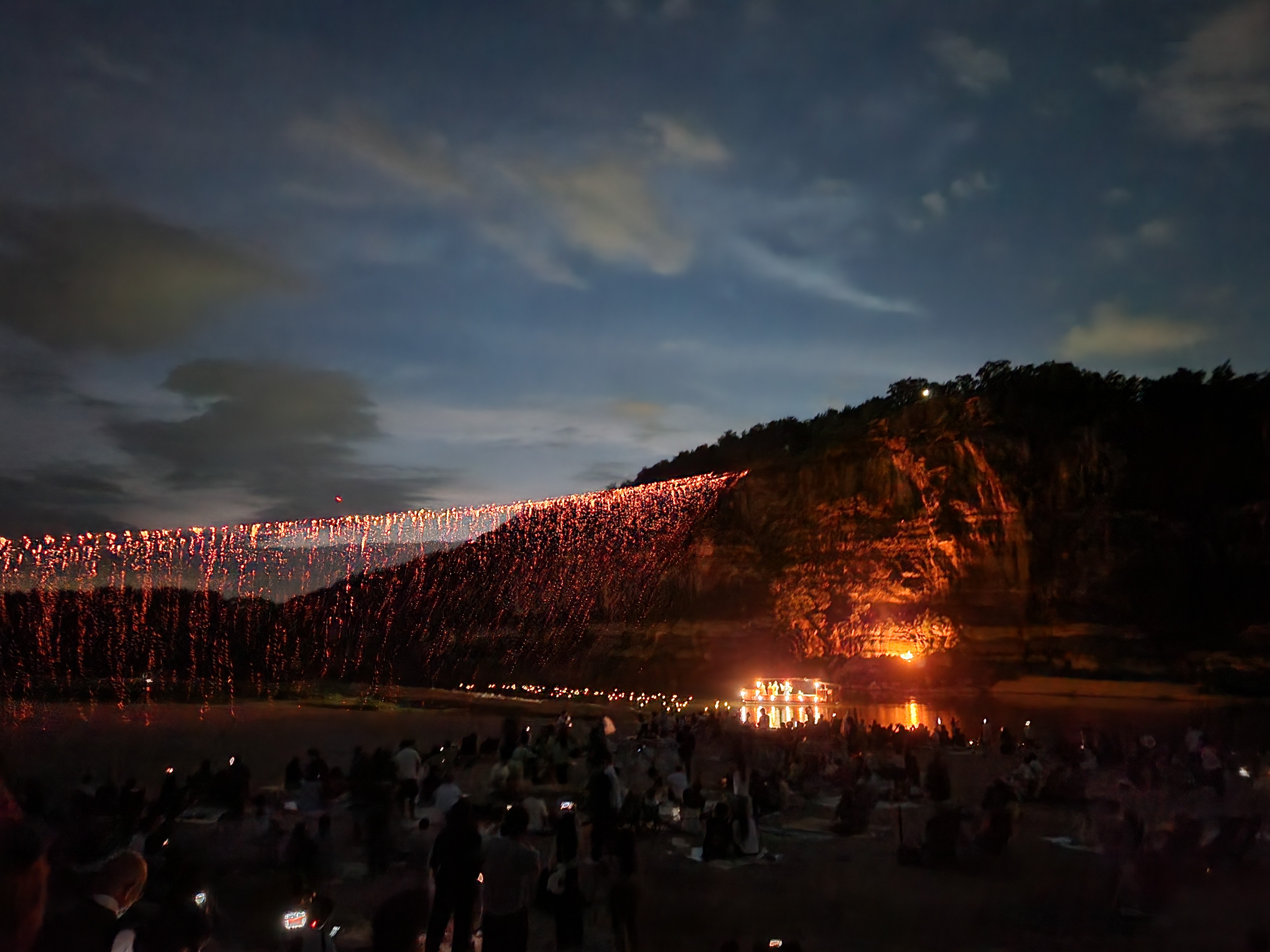 Hahoe Seonyu Jul-bulnori — fire rope festival across the Nakdong at Hahoe village